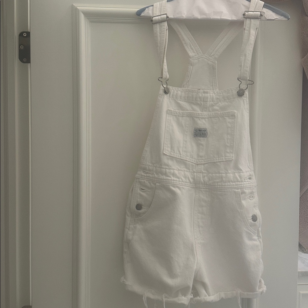 Levi's white Denim Overall shorts with adjustable straps